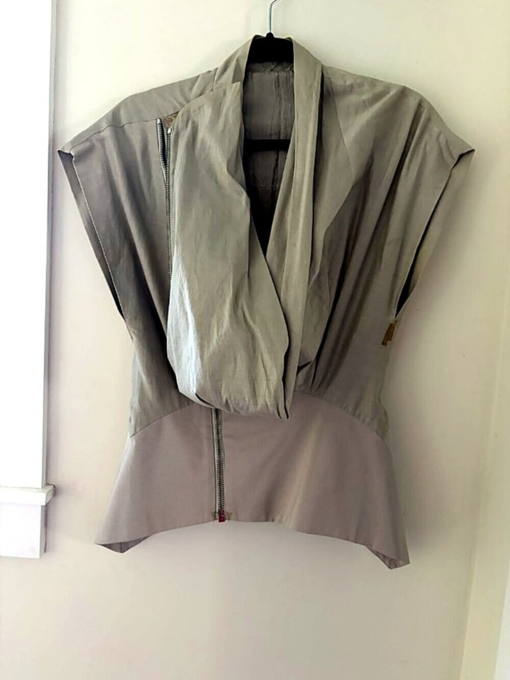 Rick Owens Cap Sleeve Draped Zip Top Size 44
